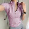 Fitness Clothing, Women's Slimming Jacket, Tight Yoga Suit, Short Sleeved Running, Quick Drying Zipper Jacket, Summer Style Sports Top