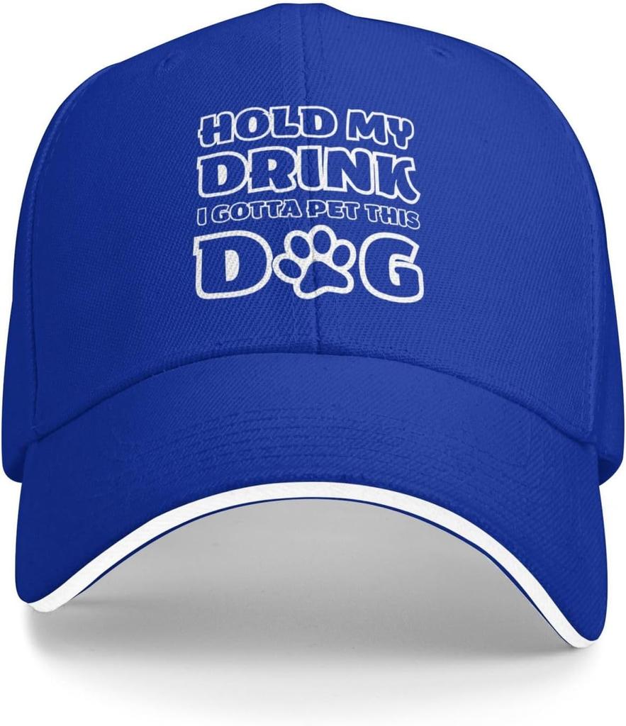 Hold My Drink I Gotta Pet This Dog Baseball Cap Funny Graphic Polyester Adjustable Outdoor Hat