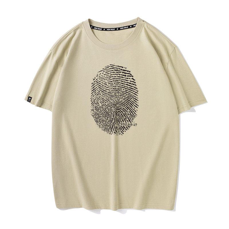 2026 New Handprint Print Pattern Who Am I Summer Short Sleeved Tshirt Unisexs And Unisexs Half Sleeved Pure Cotton Clothes