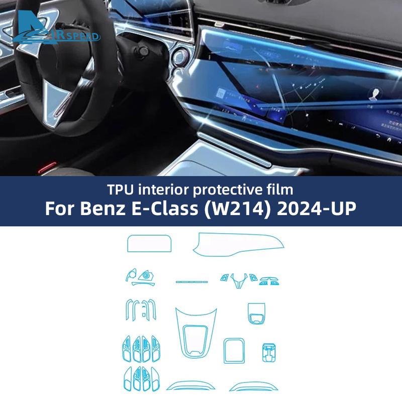 TPU Protective Interior Film for Mercedes Benz MB W214 E-Class 2024 Car Center Console Transparent Anti-scratch Repair Styling