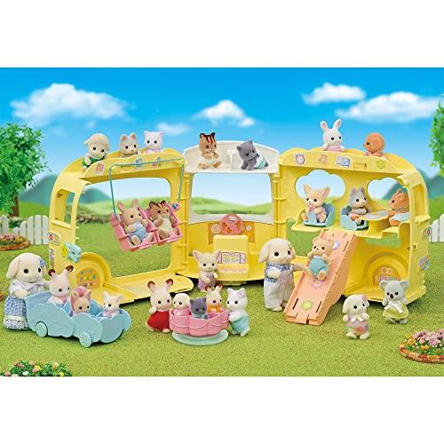 EPOCH Sylvanian Families Nursery School Vehicle Set: Let's Play! Everyone's Nursery School Bus (S-70) - ST Mark Certified, Ages 3+, Toy, Dollhouse