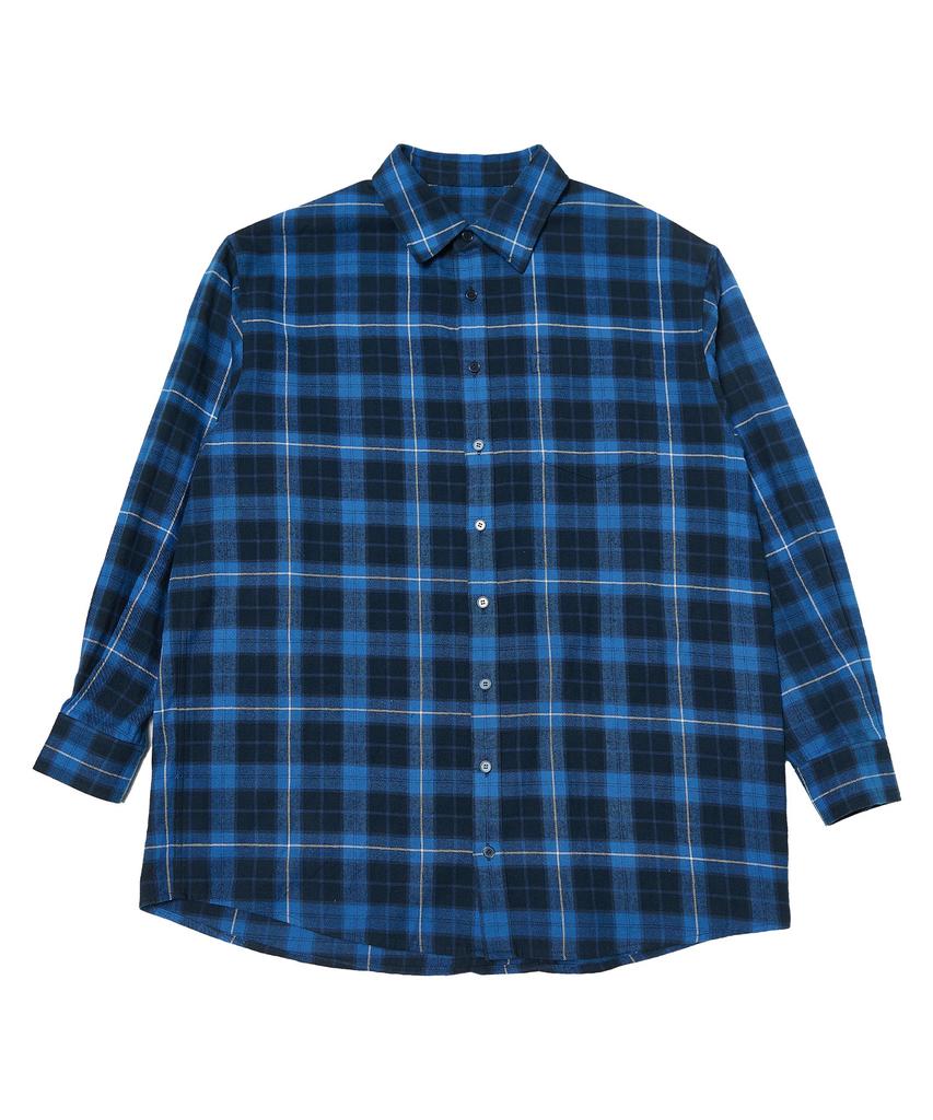 TEN PAST SEVEN Back Print Check Shirt - Blue