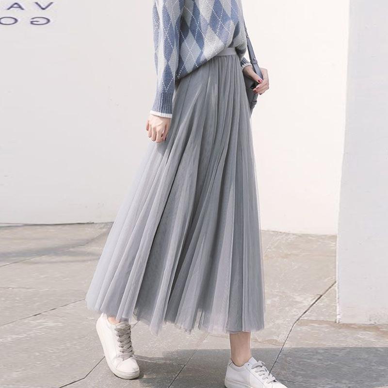 Эластичный пояс 3 слоя сетки длинные юбки из тюля элегантный винтажный бальное платье с высокой талией газовая юбка-пачка женская Faldas