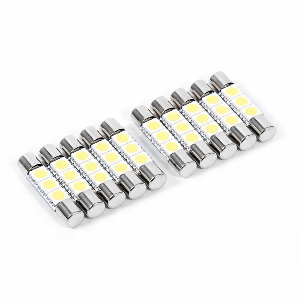 10Pcs Long-Lasting Car LED Fuse Bulb Energy-Efficient Reading Lamp Bulb Sun Visor Mirror Light