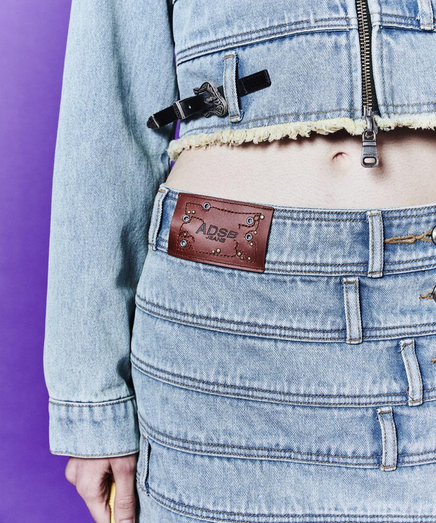 Andersson Bell New Dua Multi-Waisted Denim Skirt Apa713W(Light Blue)