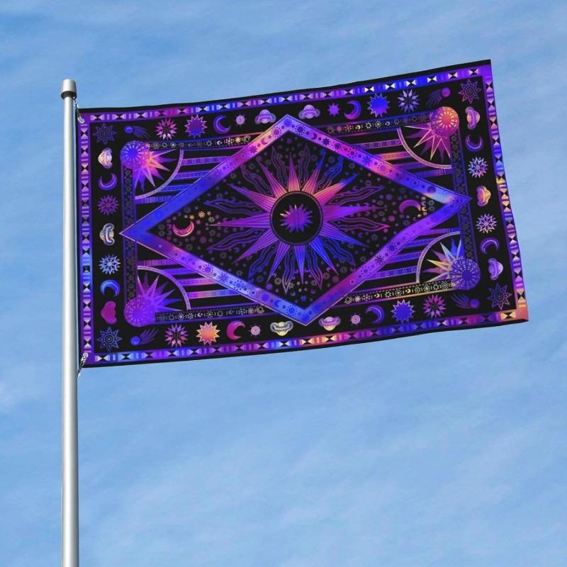 1pc 91.44X152.4Cm Purple Tapestry Hanging Bohemian Hippie Flag Garden Flag House Flag Banner Tapestry Outdoor Courtyard Flag 7.62X12.7Cm (Single-Sided