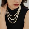Элегантное женское ожерелье-свитер из искусственного жемчуга, двухслойное длинное ожерелье, простая универсальная цепочка для свитера