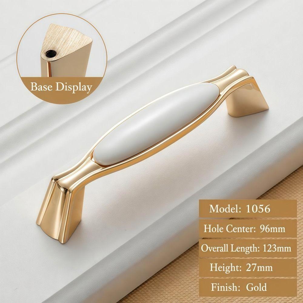 Elegant Ceramic Cabinet Handles 96mm 128mm Cabinet Door Knobs Gold Drawer Pulls Furniture Hardware