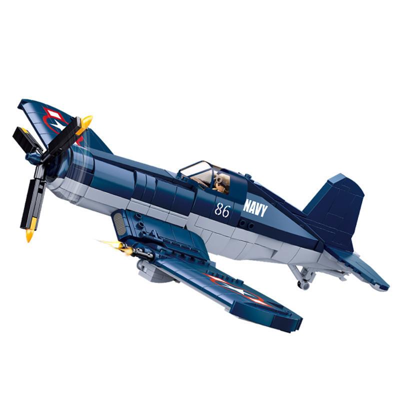 Sluban 550 шт. WW2 Pacific Storm военное оружие F4U-1 пиратский истребитель строительные блоки модель ВВС кирпичи самолет солдат игрушки для детей
