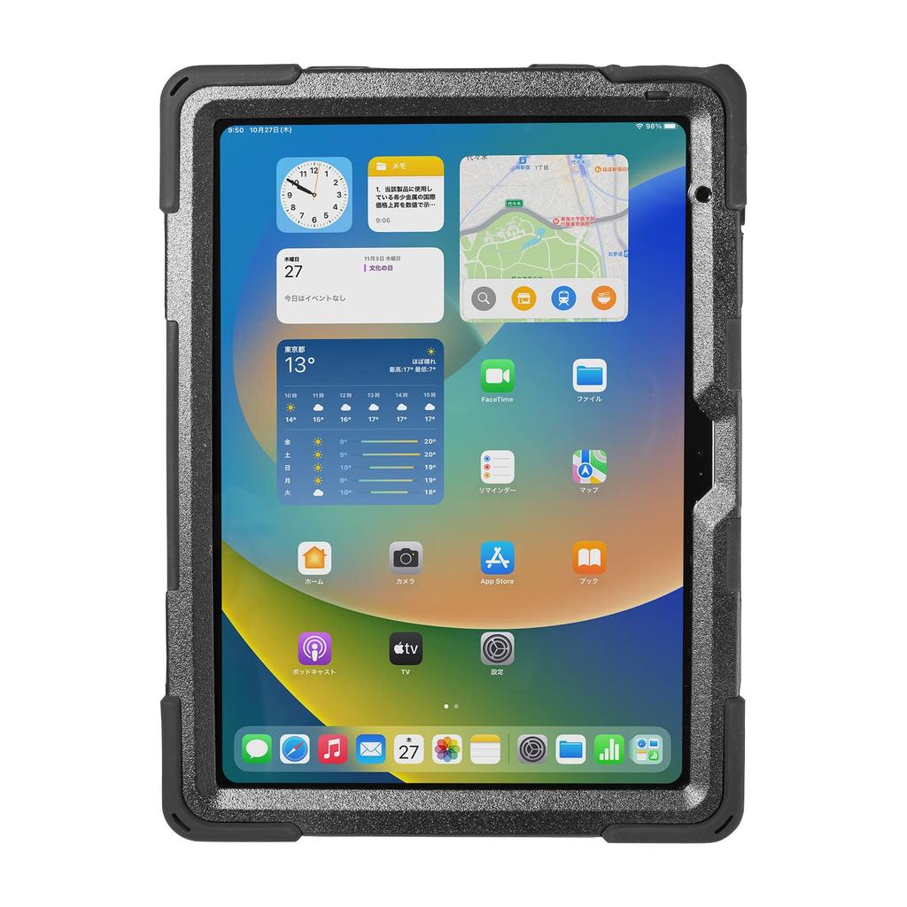 SANWA SUPPLY PDA-IPAD1917BK Shockproof Case for iPad 10.9-inch (with Handle, Stand, and Shoulder Strap)