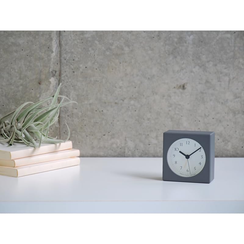 Lemnos Nuan Analog Alarm Clock, Natural Wood Grain Gray, PA23-10 GY