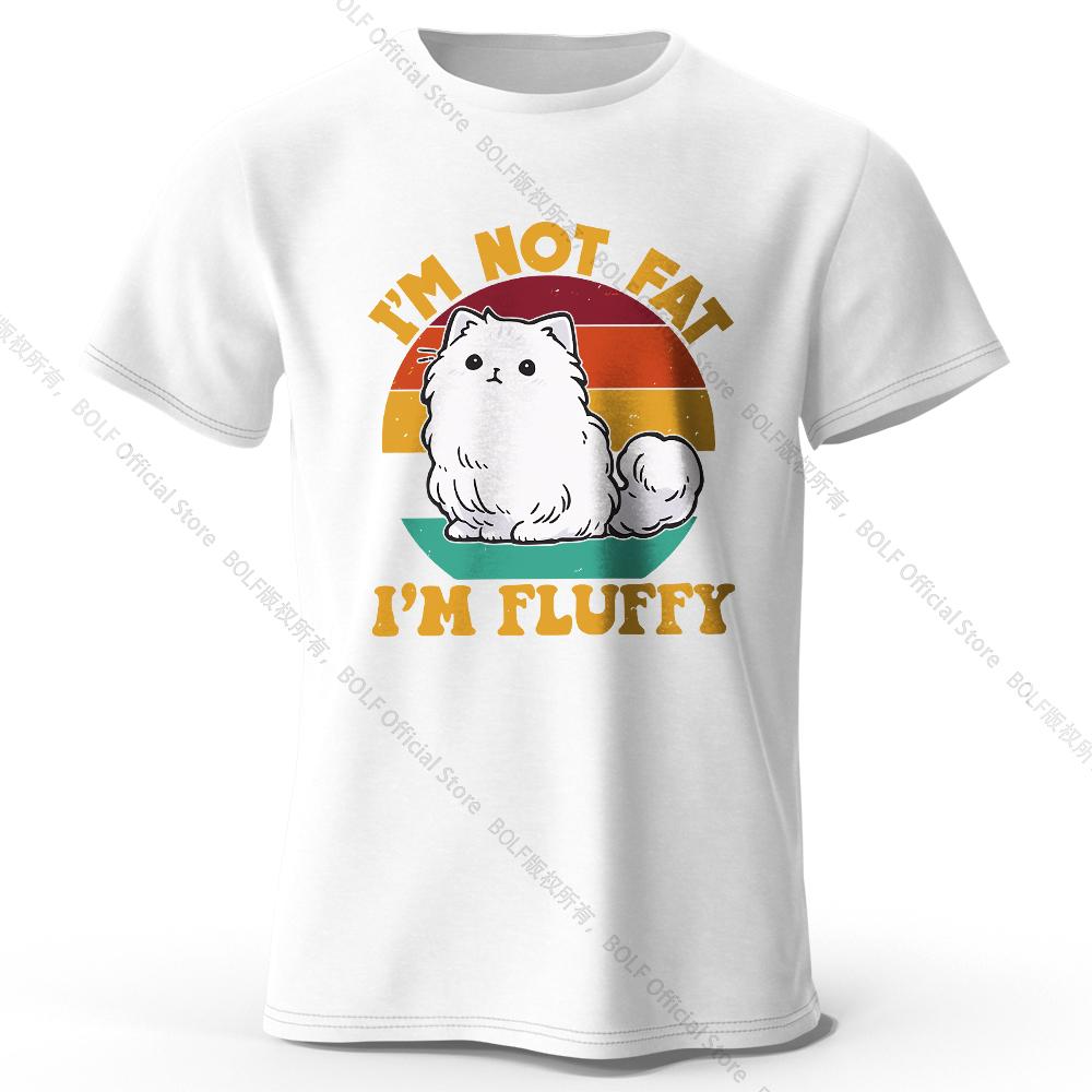 Мужская футболка с принтом «I Am Not Fat I Am Fluffy» из 100% хлопка, свободные футболки с юмористическим принтом для женщин, летние топы, уличная одежда Kawaii