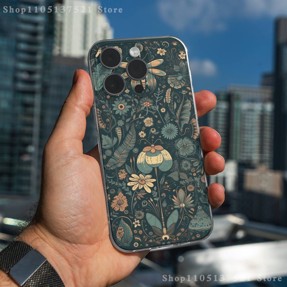 Art W-William M-Morris Phone Case For iPhone 16,15,17,12,13,14,11 Max,Pro,Plus,X,XS,XR,SE4,E Mini Transparent Cover