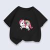 Pure Cotton Breathable Children's T-shirt 2026 Summer New Rainbow Pony Print Casual Parent-child Outfit for Boys and Girls