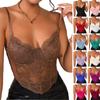 Women's Loose Casual Solid Color Lace Vest With Suspender Top Lace Vest With Suspender Top