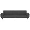 2 Seater Sleeper Sofa with 2 Cushions Dark Gray Velvet