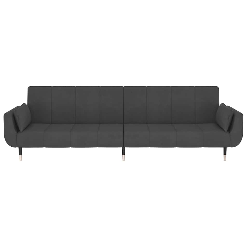 2 Seater Sleeper Sofa with 2 Cushions Dark Gray Velvet
