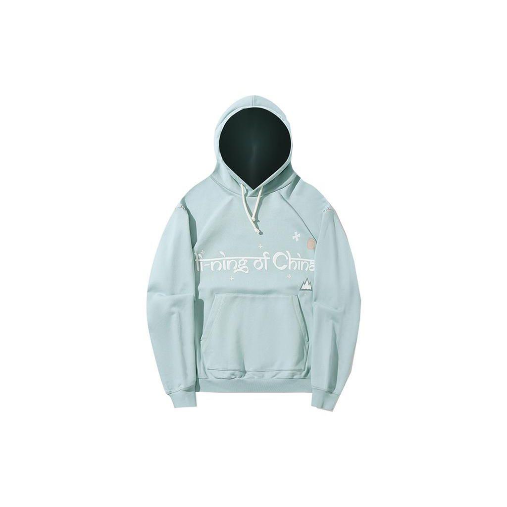 Толстовка с капюшоном из флиса с надписью Li Ning Trend Series, унисекс, каменно-голубо-серая AWDT687-4