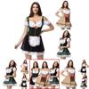 Charming Green V Neck Dirndl Costume Featuring Lace Design Ideal For Oktoberfest Events