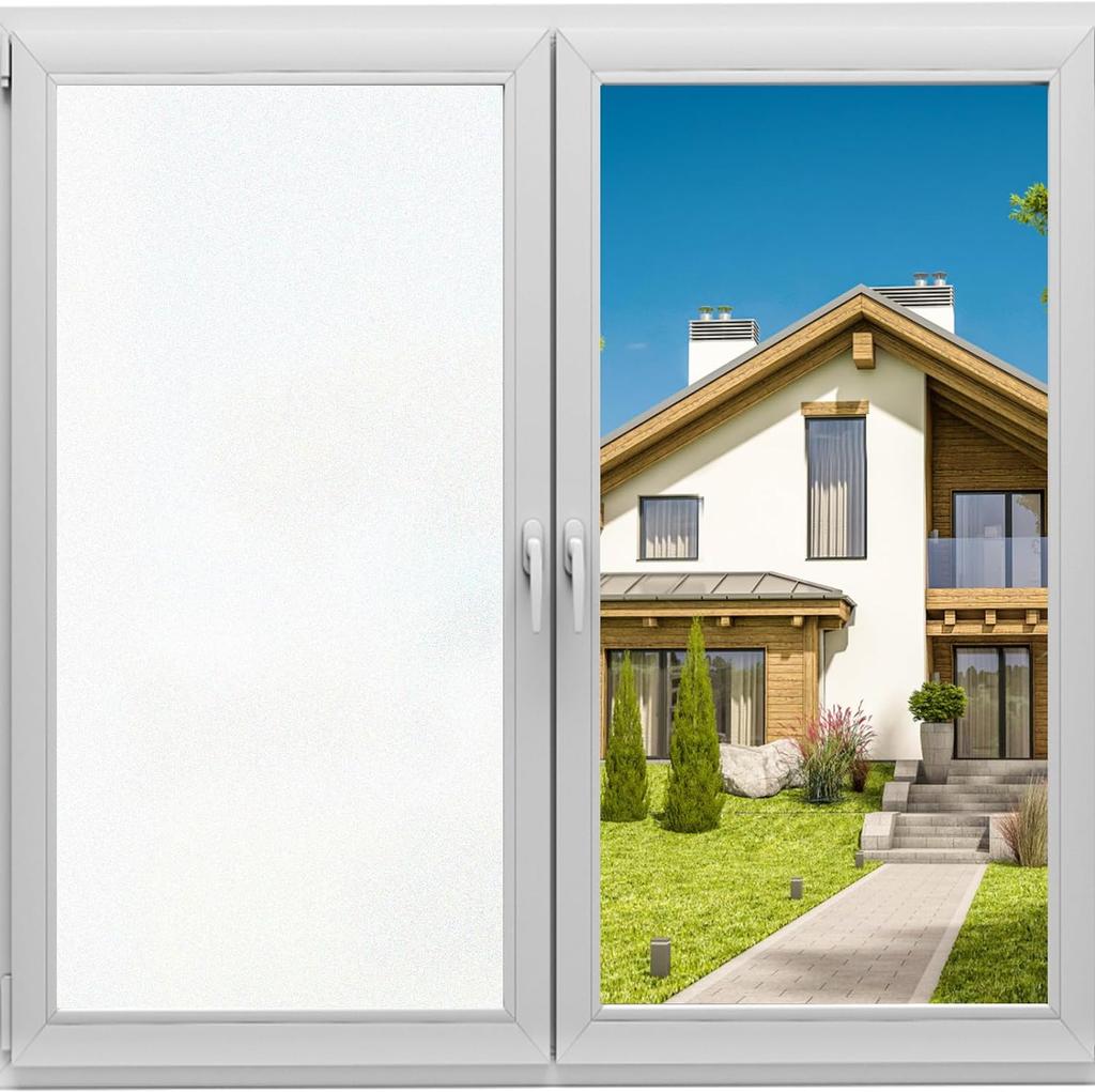 Пленка для окон Матовое стекло Пленка для приватности окон Без клея Пленка для приватности окон в ванной Статическая липкая Неклеящаяся Защита от солнца Тепло