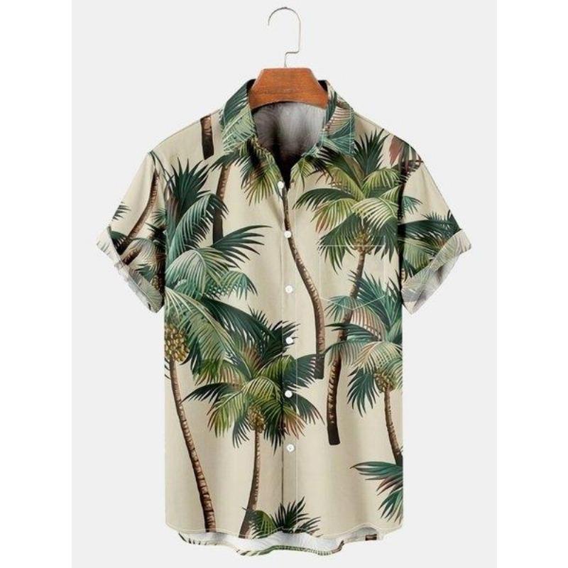 Летняя рубашка Гавайские рубашки для мужчин Пляжный отдых Топы с коротким рукавом Повседневная мужская блузка Модные рубашки для мужчин Одежда XL