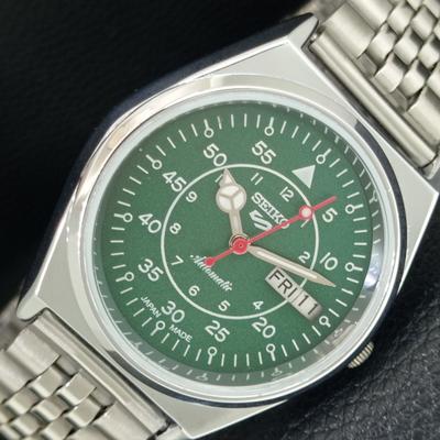 ВИНТАЖНЫЕ ОТРЕМОНТИРОВАННЫЕ МУЖСКИЕ АВТОМАТИЧЕСКИЕ ЧАСЫ SEIKO 5 6309A ЯПОНИЯ ЗЕЛЕНЫЕ a442209-1