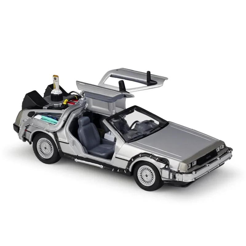 ВЕЛЛИ 1:24 DMC-12 DeLorean Машина времени Назад в будущее Модель автомобиля Литая под давлением металлическая игрушечная модель автомобиля Коллекция моделирования Детский подарок