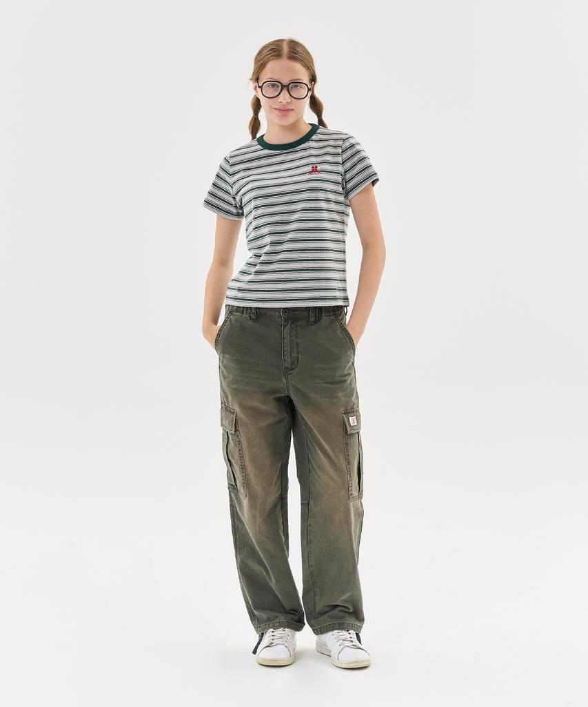 AECA Stripe Half Sleeve Tee-Green