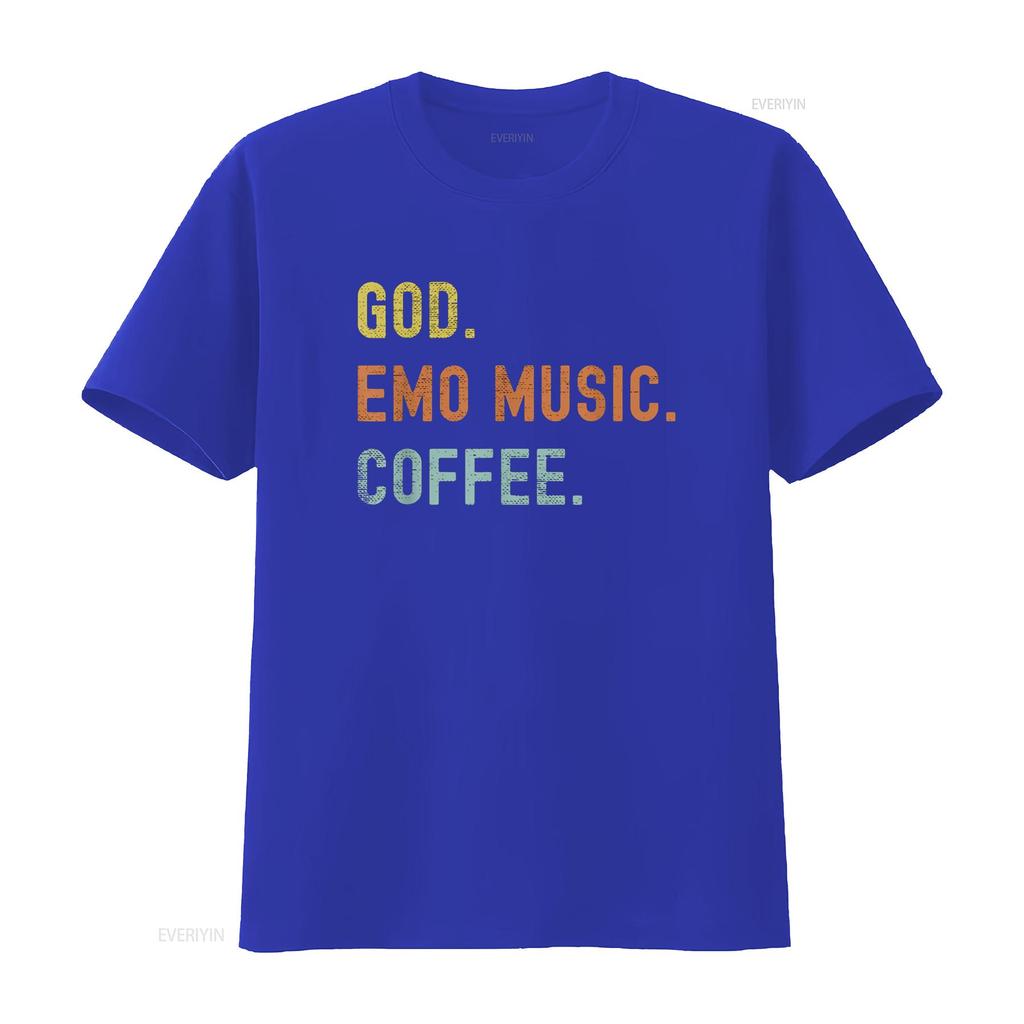 Винтажная футболка Emo Music And Coffee с эффектом потертости, винтажная, стираная, мягкая, дышащая, стильная, универсальная, унисекс, мужская, повседневная, эластичная
