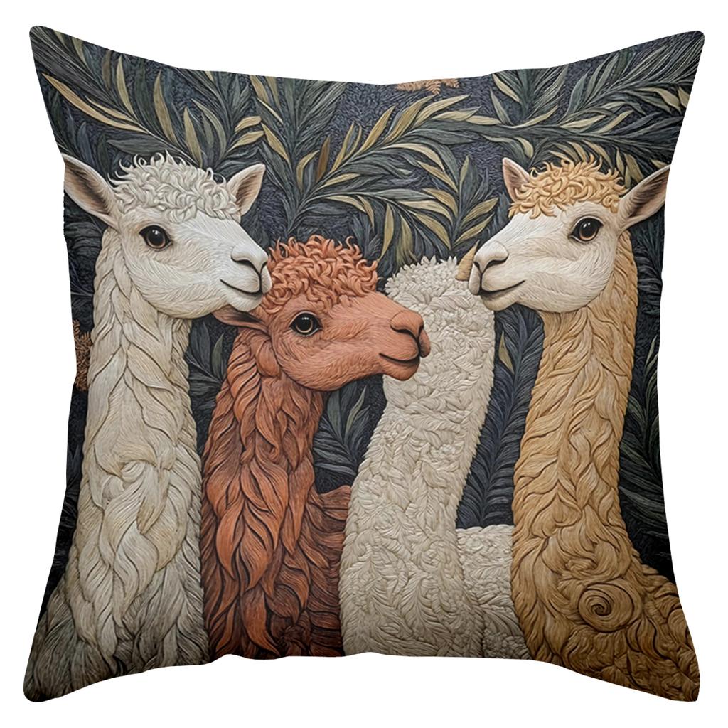 Наволочка для подушки с плоским 2D-принтом и милым рисунком ламы, из полиэстера, декоративная наволочка для диванной подушки.
