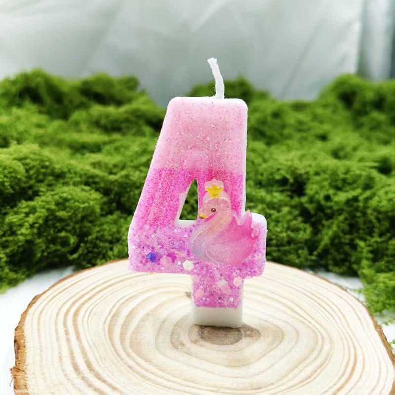 Pink Purple Swan Digital Candle Creative Design Selection Materials Colorful Birthday Cake Accessories Ambience