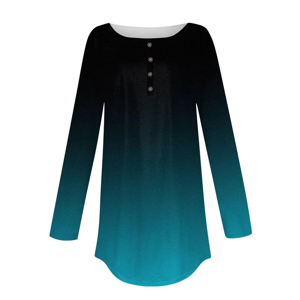 Женские блузки Повседневные футболки в стиле хиппи с длинным рукавом Милые топы с цветочным принтом Туники Топы с пуговицами и круглым вырезом Толстовки