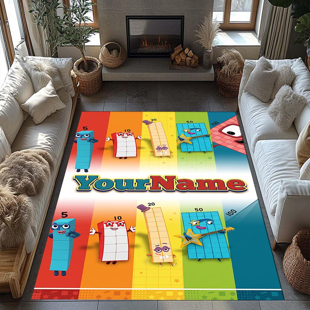 Numberblocks Customize Text Area Rug Design for Dormitory Playrooms Living Rooms Balcony Antislip Carpet Office home decor