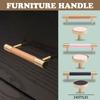 Nordic Style Simple PU Leather + Brass Door Drawer Double Hole Cabinet Handle Kitchen Cupboard Door Pulls Furniture Handle
