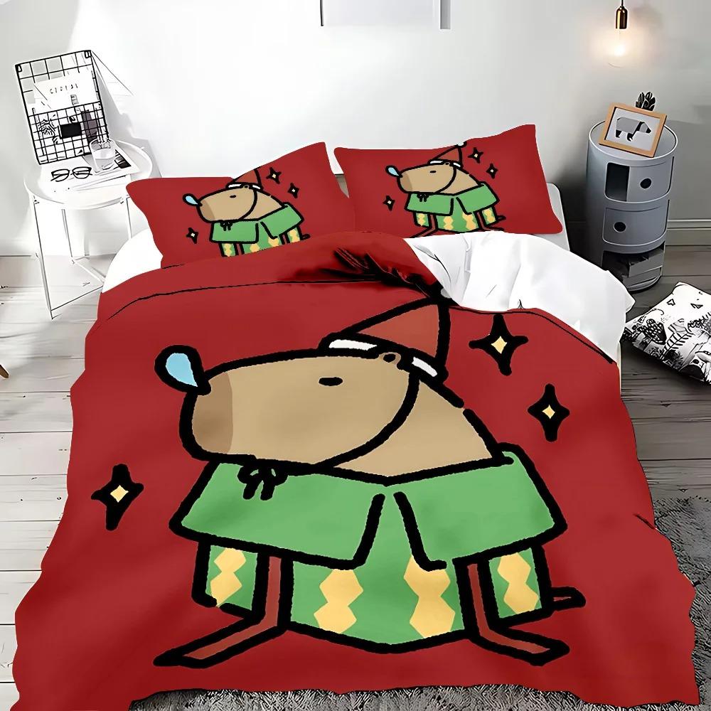 2 Cute Cartoon Capybara 3D Printed Duvet Case Pillowcase Bedding Set Twin Full Queen King Size for Bedroom Decor