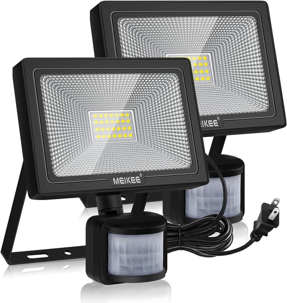 MEIKEE 20W Daylight Sensor Floodlight, Outdoor, Waterproof, 6500K, 2000LM, Ultra-Bright Daylight, for Parking Lots, Entryways, Warehouses, Indoors,