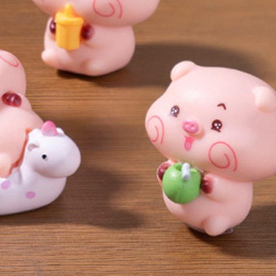 5 шт. Фигурка свиньи Мини Портативный размер Q-версия Дизайн свиньи Статуэтка Миниатюрная свинья Ландшафт Офисный стол Книжная полка Декор для автомобиля