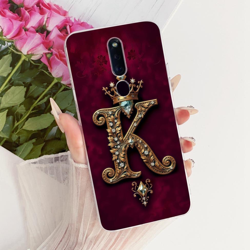 Для Oppo F11 Pro Чехол Прозрачный Роскошная Корона Буквы А-Я 2D Расписной Мягкий Корпус CPH1969 CPH2209 CPH1987
