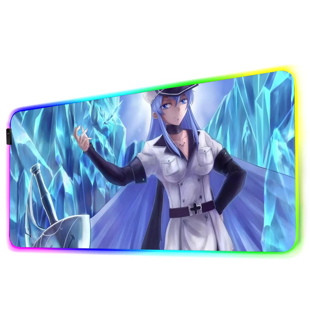 Esdeath Коврик для мыши RGB Игровой коврик для мыши Большой светодиодный коврик Настольный коврик для ПК Светящийся коврик для мыши Большие коврики для клавиатуры Настольный ковер с подсветкой