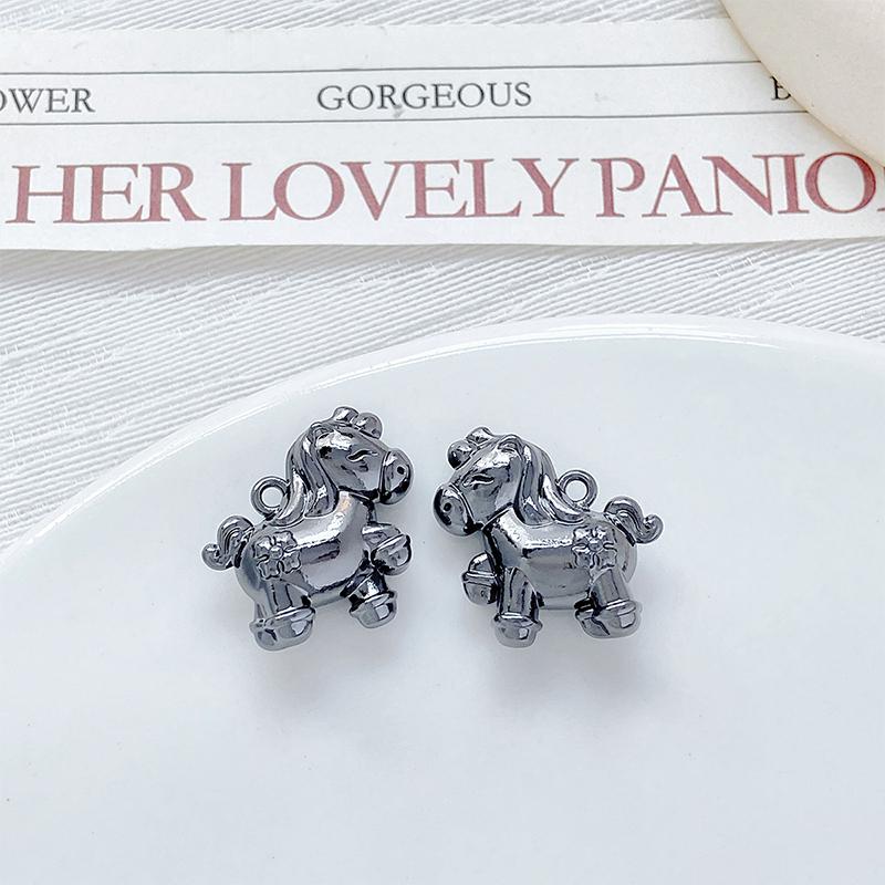 2 шт./лот Подвески-шармы из цинкового сплава с покраской, двухсторонние, в виде лошади, для DIY ожерелья, браслета, серег