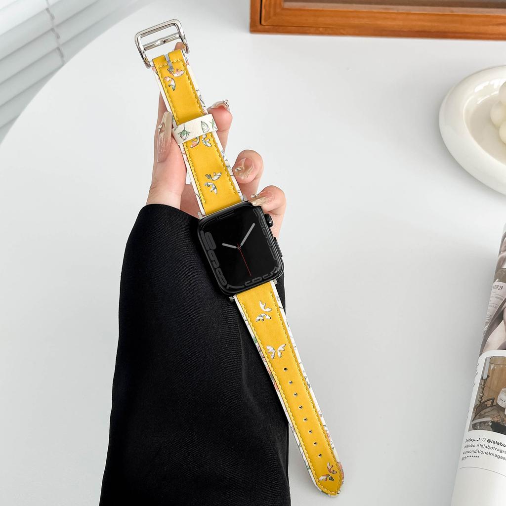 Кожаный ремешок для Apple Watch band 45мм 41мм 44мм 40мм 49мм 42мм Браслет-ремешок в стиле 'бабочка' iWatch Ultra 9 8 SE 7 6 5 4 3