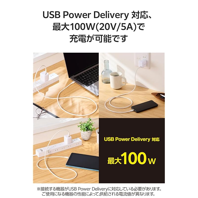 Кабель ELECOM USB Type C длиной 1 м, мощностью 100 Вт, совместимый с технологией PD для быстрой зарядки, силиконовый материал, гладкий и мягкий [смартфон MacBook/iPad/Galaxy/Android, планшет и т. д.]