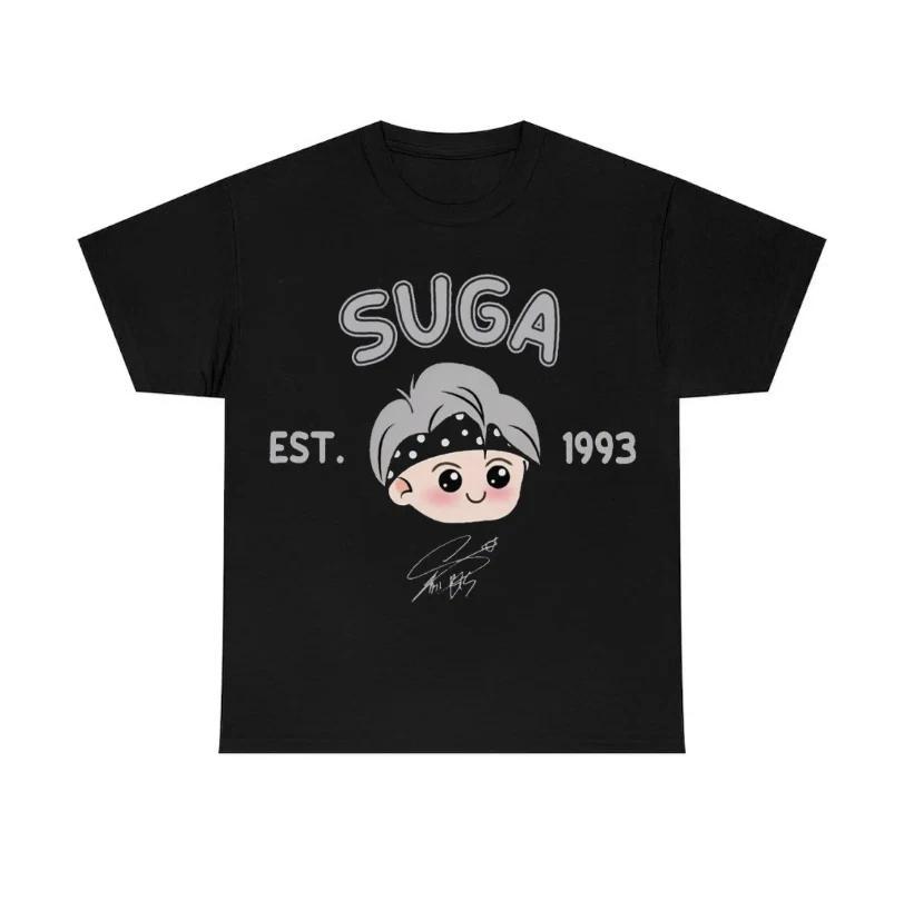 Футболка с Чиби Шугой из BTS, Милая футболка с Чиби Шугой Agust D
