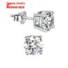High-Quality Genuine Zircon Stud Earrings with S925 Silver Four-Prong Setting