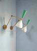 Mid Century Italian Brass Diabolo Wall Sconce Pair: Mint Green & White