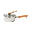 20cm Yukihira Pot, Stainless Steel, Induction Cooktop, Easy-to-use, with a Wooden Handle, Hammered Finish, and Glass Lid. Features a Self-standing Kno