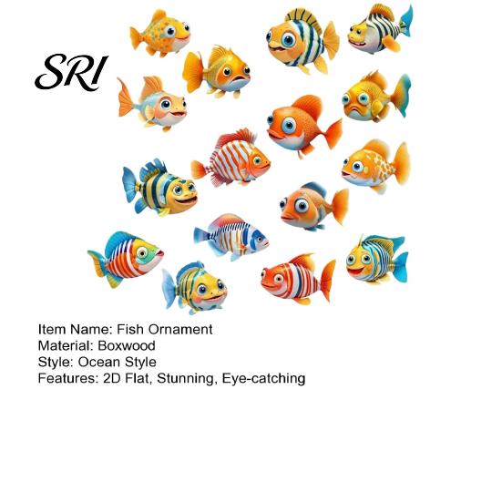 Detailed Fish Sculpture 16 Pcs Summer Ocean Wooden Ornament Vintage 2D Coastal Nautical Lifelike Figurine Hnaging Decoration for Beach Lake