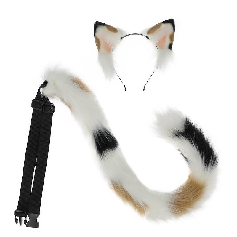 Милые имитационные звериные уши хвост комикс шоу косплей реквизит головной убор аксессуары плюшевый кошачий ободок кошачий хвост набор