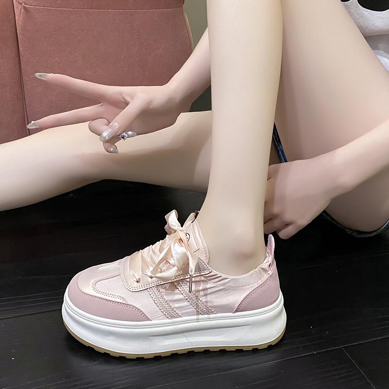 Новые 2024 кроссовки на платформе женские модные теннисные туфли разноцветные шнурки дышащие повседневные вулканизированные туфли для женщин