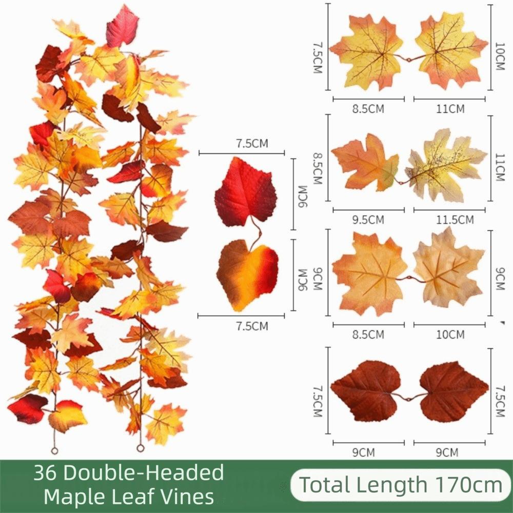 1.7m Red Autumn Maple Leaves Creative Fake Autumn Vines Maple Leaf Plant Decoration Fall Decor